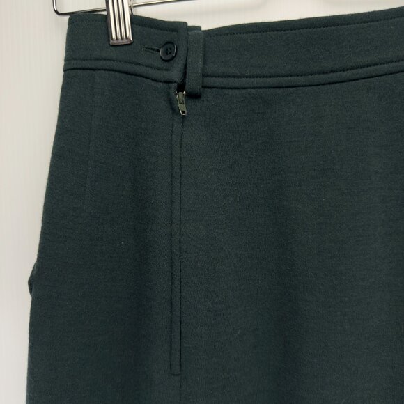 YVES SAINT LAURENT Vtg 100% Wool Heritage Pockets Designer Flared Midi Skirt 42 - Picture 6 of 13